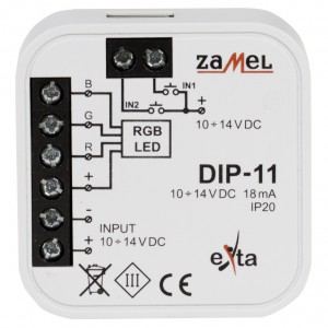 Zamel Exta DIP-11 - Sterownik oświetlenia LED RGB poprzez przyciski jednobiegunowe, Montaż w puszcze p/t fi60 - Podgląd zdjęcia nr 2