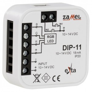 Zamel Exta DIP-11 - Sterownik oświetlenia LED RGB poprzez przyciski jednobiegunowe, Montaż w puszcze p/t fi60 - Podgląd zdjęcia nr 3