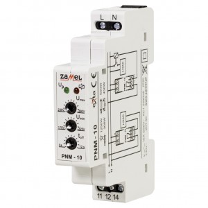 Zamel Exta PNM-10 - Przekaźnik napięciowy kontrolujący napięcie w sieci 1-fazowej (Umin: 170-225V AC, Umax: 235-290V, Toff: 1-12s) - Podgląd zdjęcia nr 1