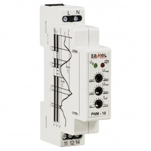 Zamel Exta PNM-10 - Przekaźnik napięciowy kontrolujący napięcie w sieci 1-fazowej (Umin: 170-225V AC, Umax: 235-290V, Toff: 1-12s) - Podgląd zdjęcia nr 3