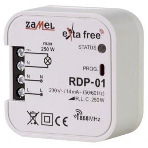 Zamel Exta Free RDP-01 - Bezprzewodowy ściemniacz dopuszkowy 1-kanałowy (Dla oświetlenia tradycyjnego i halogenowego, Max: 250W) - Podgląd zdjęcia nr 1