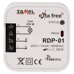 Zamel Exta Free RDP-01 - Bezprzewodowy ściemniacz dopuszkowy 1-kanałowy (Dla oświetlenia tradycyjnego i halogenowego, Max: 250W) - Podgląd zdjęcia nr 2