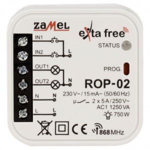 Zamel Exta Free ROP-02 - Bezprzewodowy odbiornik dopuszkowy 2-kanałowy (5A/1250W, 230V AC) - Podgląd zdjęcia nr 2