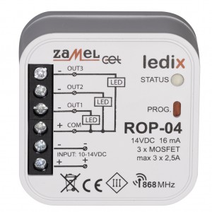 Zamel Ledix ROP-04 - Radiowy odbiornik dopuszkowy LED  RGB 10-14V DC, Max 2,5A - Podgląd zdjęcia nr 1
