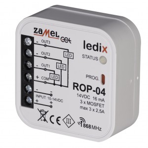 Zamel Ledix ROP-04 - Radiowy odbiornik dopuszkowy LED  RGB 10-14V DC, Max 2,5A - Podgląd zdjęcia nr 2