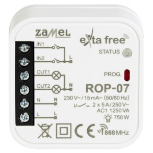 Zamel Exta Free ROP-07 - Bezprzewodowy odbiornik dopuszkowy 2-kanałowy do współpracy ze zwykłymi łącznikami (5A/1250W, 230V AC) - Podgląd zdjęcia nr 2
