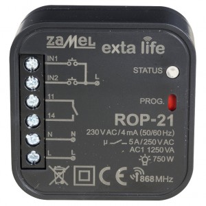 Zamel Exta Life ROP-21 - Bezprzewodowy odbiornik dopuszkowy 1-kanałowy, 2-kierunkowy (5A/1250W, 230V AC) - Podgląd zdjęcia nr 2