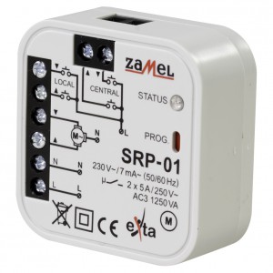 Zamel Exta SRP-01 - Sterownik rolet/żaluzji z opcją sterowania centralnego, Przewodowy, Montaż w puszcze p/t fi60 - Podgląd zdjęcia nr 1