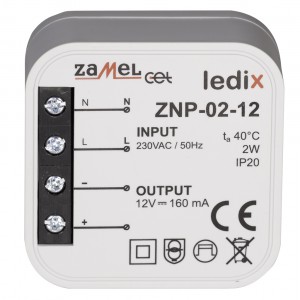 Zamel Ledix ZNP-02-12 - Zasilacz LED 12V DC, Mocy: 2W/0,165A, Montaż w puszcze instalacyjnej - Podgląd zdjęcia nr 1