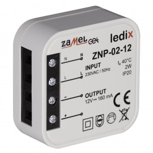 Zamel Ledix ZNP-02-12 - Zasilacz LED 12V DC, Mocy: 2W/0,165A, Montaż w puszcze instalacyjnej - Podgląd zdjęcia nr 3