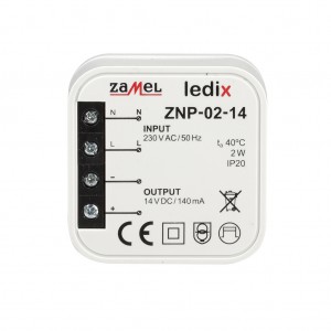 Zamel Ledix ZNP-02-14 - Zasilacz LED 14V DC, Mocy: 2W/0,14A, Montaż w puszcze instalacyjnej - Podgląd zdjęcia nr 1