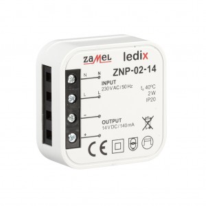 Zamel Ledix ZNP-02-14 - Zasilacz LED 14V DC, Mocy: 2W/0,14A, Montaż w puszcze instalacyjnej - Podgląd zdjęcia nr 3