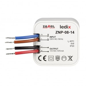 Zamel Ledix ZNP-08-14 - Zasilacz LED 14V DC, Mocy: 8W/0,57A, Montaż w puszcze instalacyjnej - Podgląd zdjęcia nr 1