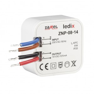 Zamel Ledix ZNP-08-14 - Zasilacz LED 14V DC, Mocy: 8W/0,57A, Montaż w puszcze instalacyjnej - Podgląd zdjęcia nr 3