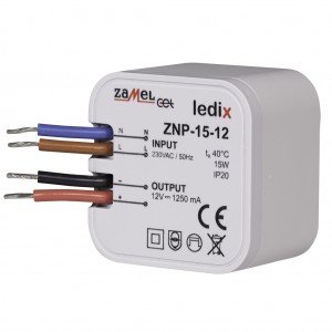 Zamel Ledix ZNP-15-12 - Zasilacz LED 12V DC, Mocy: 15W/1,25A, Montaż w puszcze instalacyjnej - Podgląd zdjęcia nr 2