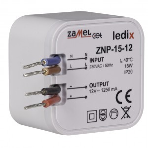 Zamel Ledix ZNP-15-12 - Zasilacz LED 12V DC, Mocy: 15W/1,25A, Montaż w puszcze instalacyjnej - Podgląd zdjęcia nr 3