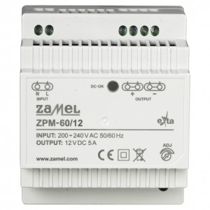 Zamel Exta ZPM-60/12 - Zasilacz impulsowy 12V DC/5,0A/60W - Podgląd zdjęcia nr 2
